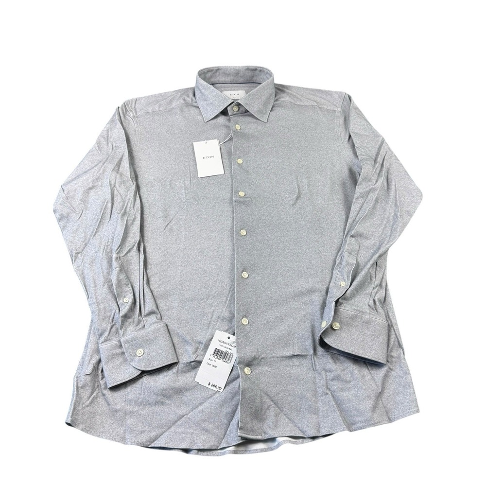 ETON Curent Slim Fit Cotton Stretch Button Front‎ Size 17/43 NWT - Picture 2 of 7